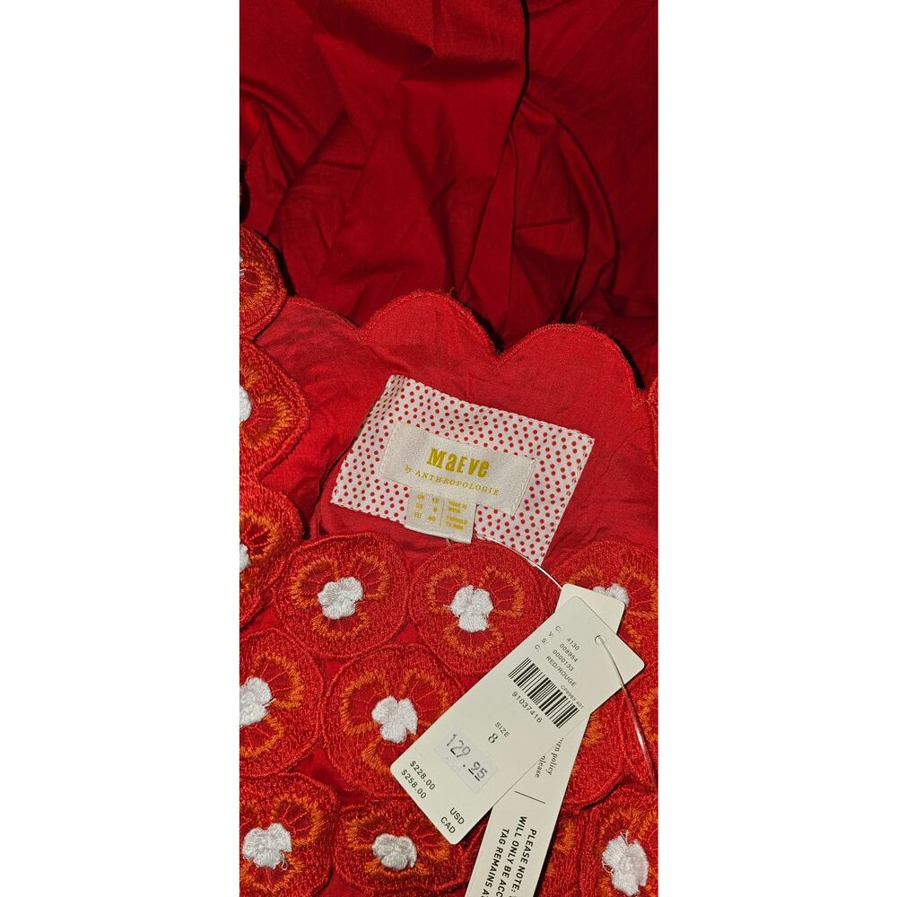 NWT Anthropologie Maeve Crochet Halter Poplin Midi Dress $228 SIZE 8 Red - Picture 5 of 5